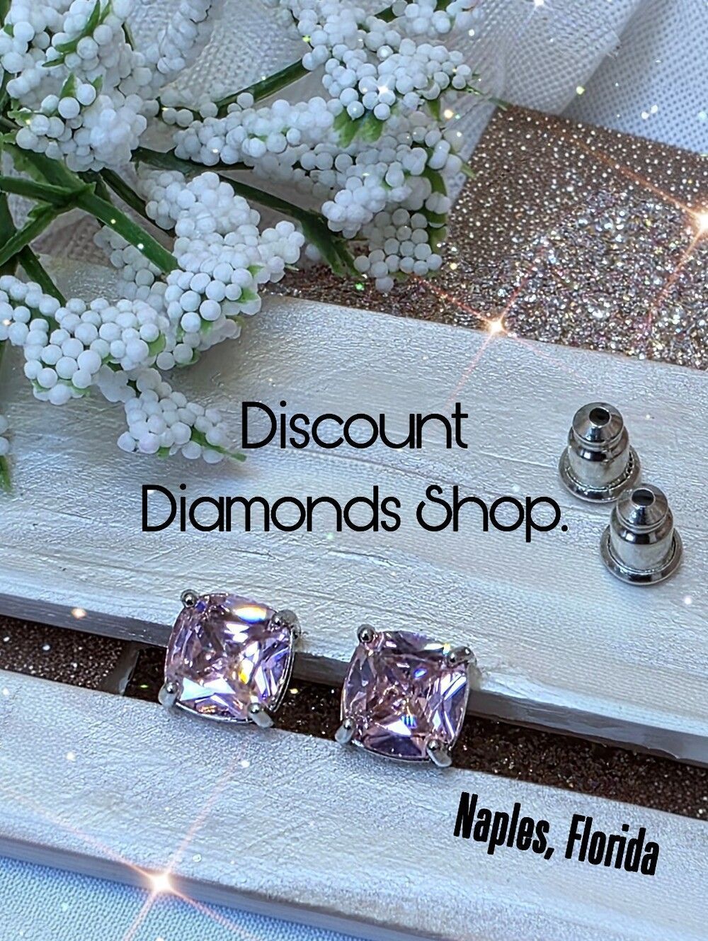 New Women's Pink Zircon Studback Earrings on 925 Sterling Silver - #Jewelry
